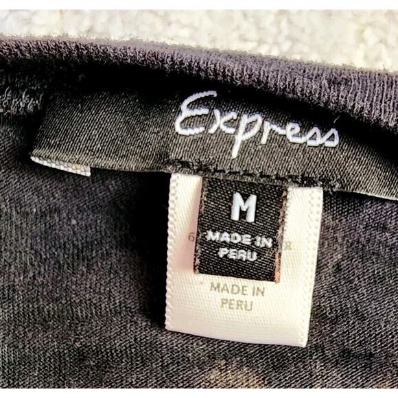 VTG Y2K Express Rhinestone Baby Tee Top Graphic T-shirt Black Gold Med Sparkle - Picture 7 of 11